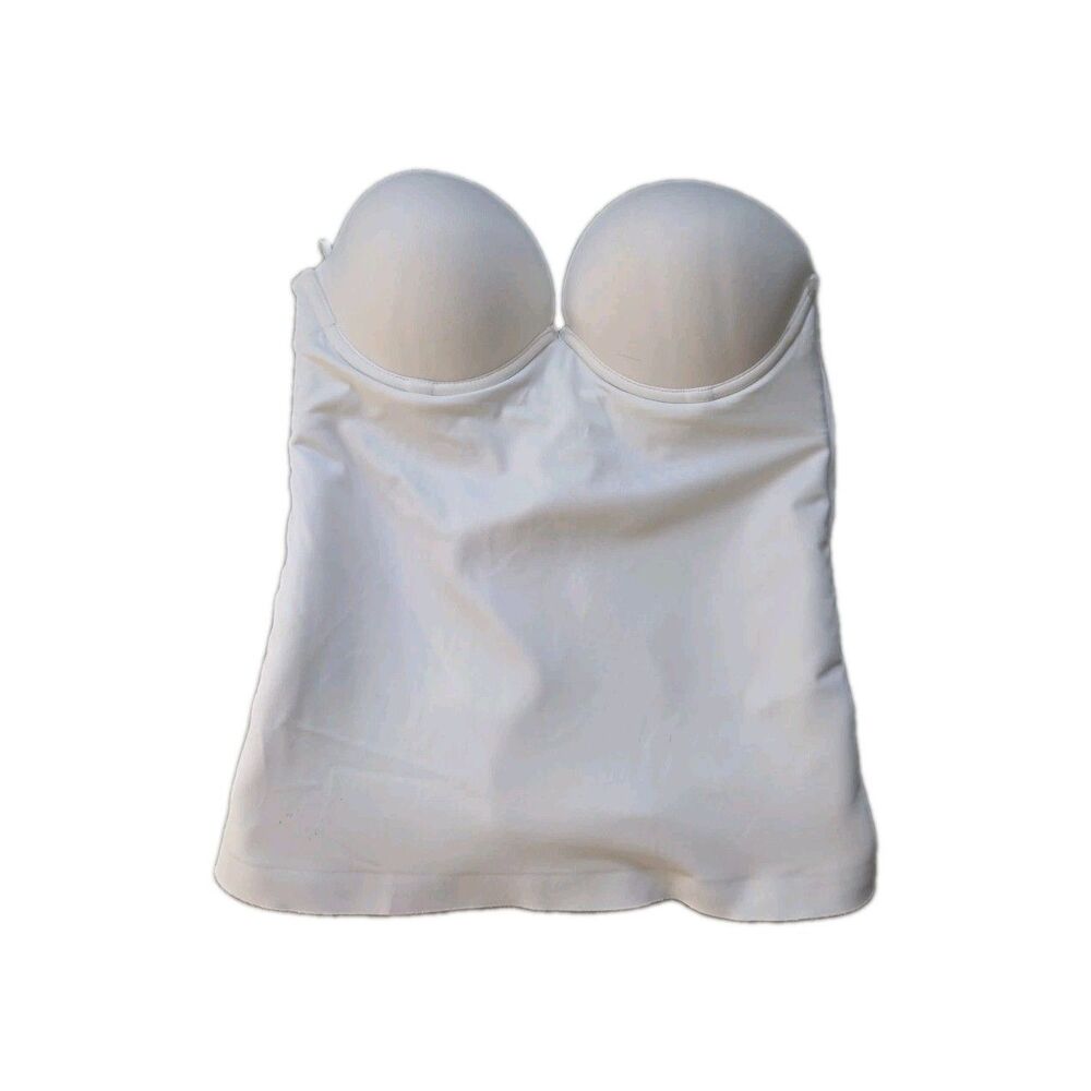Felina White Strapless Longline Bustier Corset Bra Bridal Shapewear 34B GUC